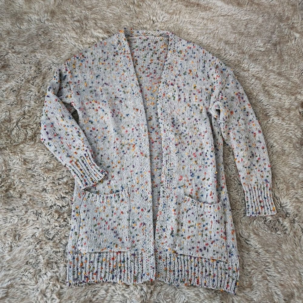 Unbranded Colorful Popcorn Knit Long Sleeve Cardigan‎ Sweater Gray Women's Small